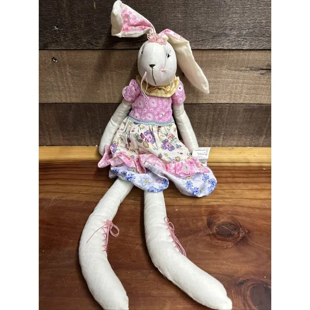 Easter Bunny Rag Doll in Flower Print Dress Shelf Sitter 18” Pier 1